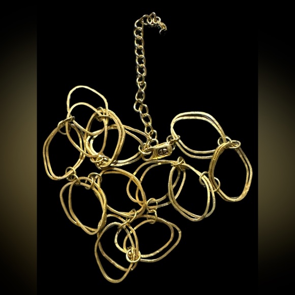 Etienne Aigner Gold Tone Double Asymmetric Oval Link Necklace 18-20” 🤩 - Picture 3 of 7